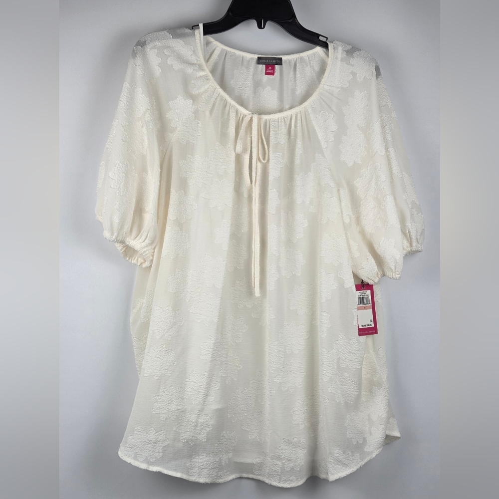 Vince Camuto Cream Ivory Floral Lace Blouse Size 2X NWT